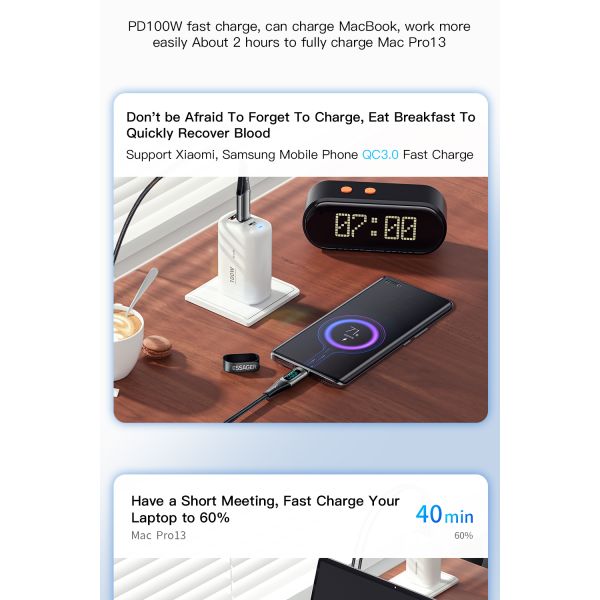 LED Digital Display USB C To C Cable Quick Charge HD 100W OEM/ODM 1M 2M 3M 5A