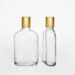 Glass Products 100ml Custom Clear Flat Glass Flask for Whiskey and Spirits