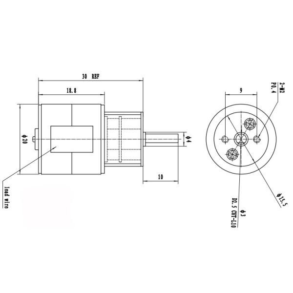 4 Wire Dual Output Shaft Motor 20mm High Torque Geared DC Motor With Cylinder Gearbox