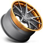 Matt Grey Face 3PC Forged Rims Golden Polished Lip 21x9.0 And 21x12