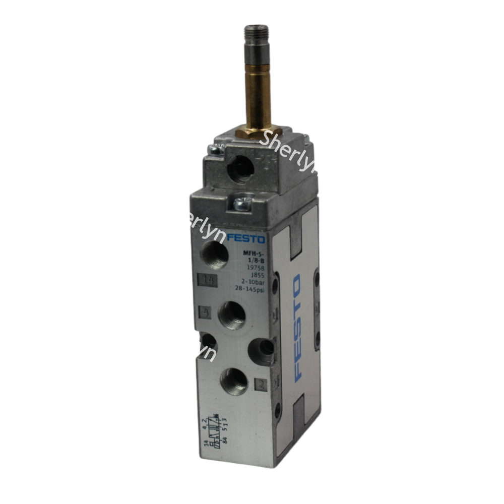 FESTO MFH-5-1/8-B Solenoid Valve, 5/2 Monostable Mec Spr, Int Pilot G/8