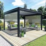 Waterproof Metal Gazebo Electric Flip Louvers Aluminium Pergola With Louvered