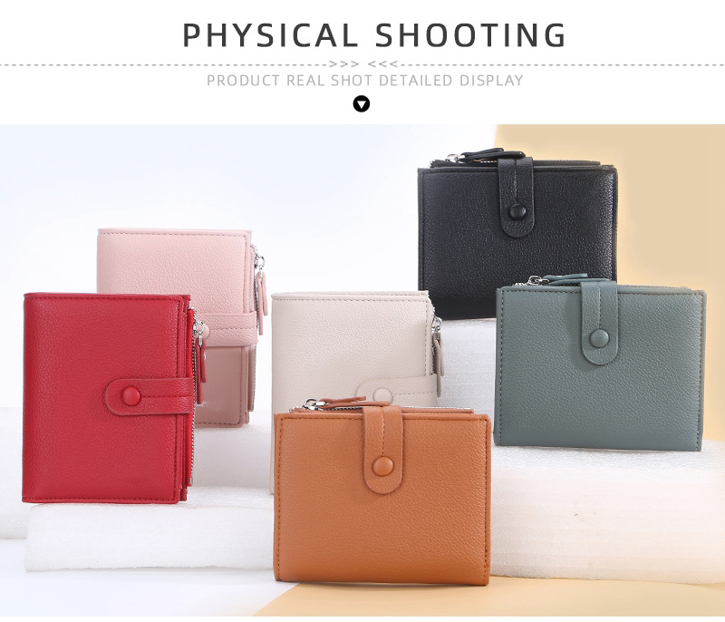 Minibook Short Cross Section Leather Multifunctional Casual Coin Wallet for Women