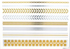 China Gold and silver foil metallic temporary tattoo. Gold, rose gold, silver, black, turquoise. on sale
