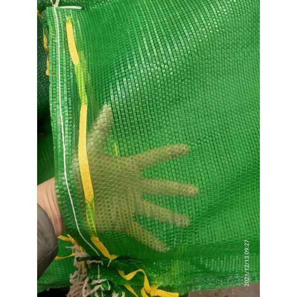 Green PP Mesh Netting Bags For Corn Plastic Drawstring Packing Cabbage