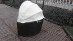 All Weather Garden Black Wicker Pet Bed With KD White Canopy