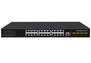 Wholesale 10G 24 Port Poe Switch L3 Managed Ethernet Fiber Switch 400W 4*10G Fiber Ports+24*RJ45 POE Ports from china suppliers