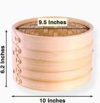Eco Friendly Bamboo Steamer Basket Round Shape 10 Inch Bamboo Food Steamer