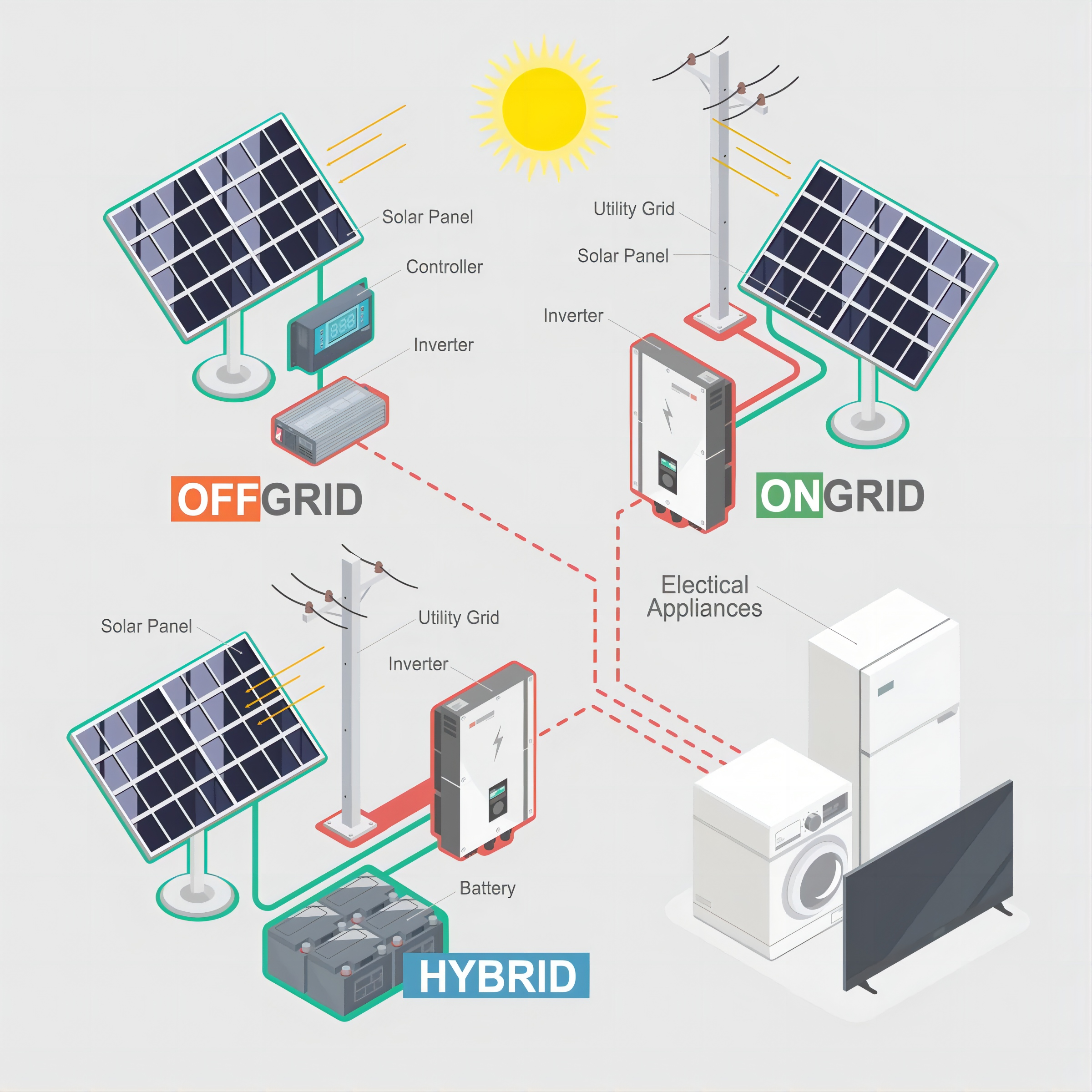 Off Grid Solar Power System 10kw with Lead Acid Battery and Off-grid Solar Inverter