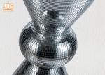 Silver Mirror Mosaic Fiberglass Pedestal Plant Stand Round Telephone Table