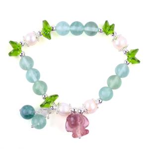 Wholesale 8MM Semi-Precious Gemstone Fluorite With Purple Melody Carving Stretch Bracelet For Gift from china suppliers