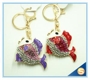 Wholesale Lovely Goldfish Fish Cute Crystal Rhinestone Charm Pendant Purse Car Key Ring Keychain Party Favorite from china suppliers