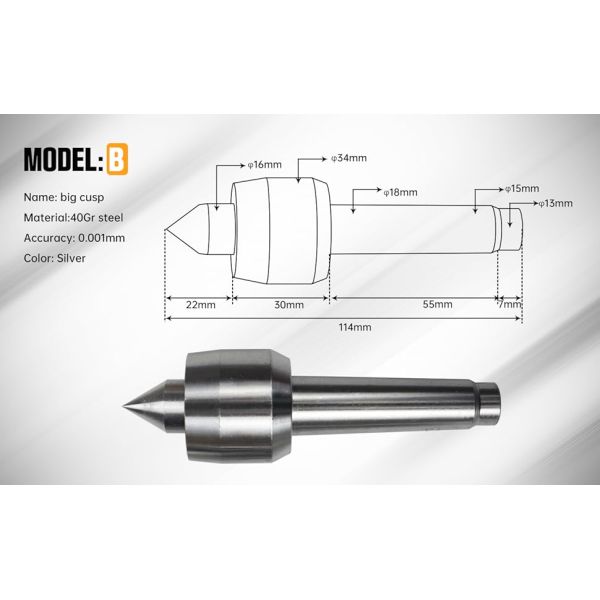 CNC Lathe MT2 4th Axis Tailstock Movable 65mm With 4pcs Replaceable Heads