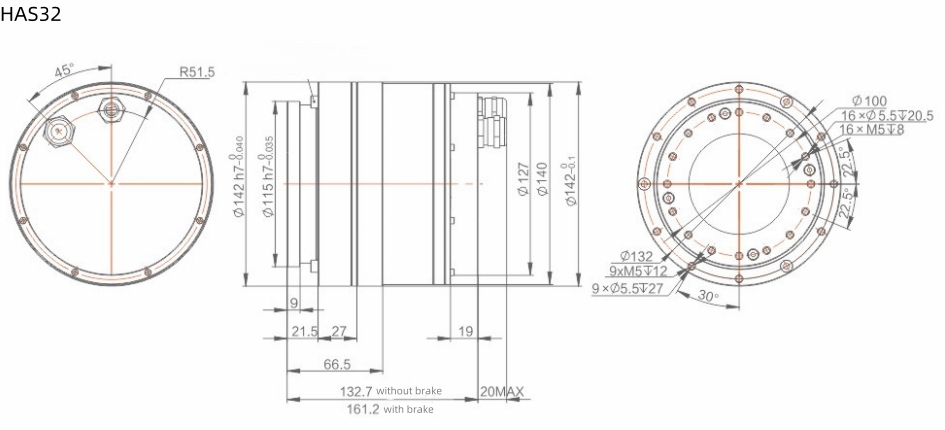HAS Rotary Robot Joint Actuator Harmonic Drive Servo 220V 48V