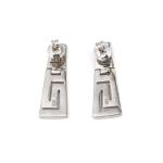 925 With Sterling Silver Greek Key Natural Blue Garnet Stud Meander Opal