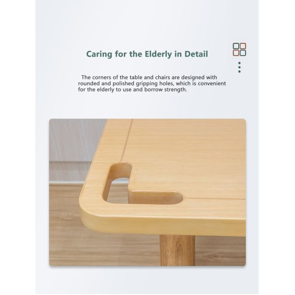 Factory Direct Nordic Simple Dining Table and Chairs Solid Wood Table Nursing Home Elderly Dining Chairs for Aging Nursing Home Elderly Dining Room