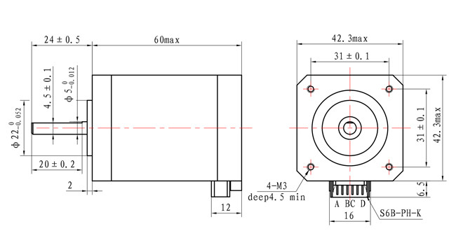 Nema 17 Stepper Motor Bipolar 60mm Body 1.5A 4 wires Connector for 3D Printer Medical Machine