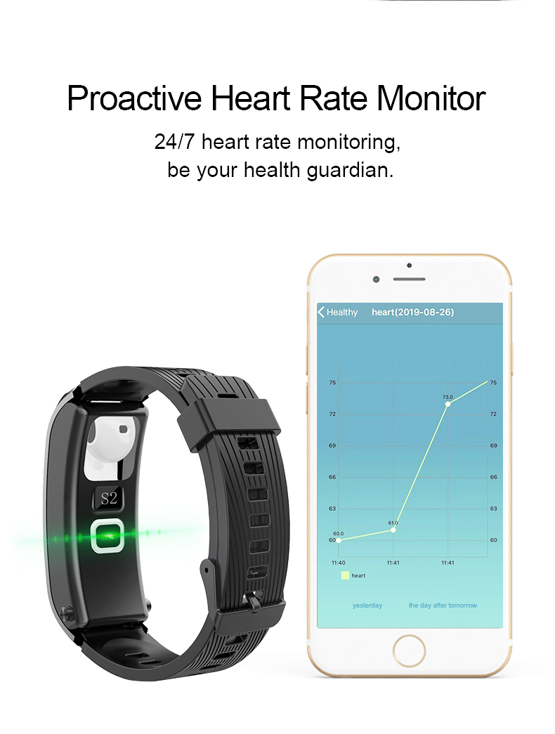 Slider S3 Fitness Watch Sleep Monitor Wristband 1.08 Inch Support Remote Photo