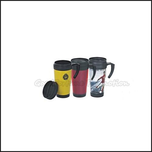 Promotion Coloured printed logo two layer plastic tumbler mug water drink cup