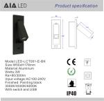 Fashion hotel wall reading light hotel 3W adjustable bed reading light LED wall