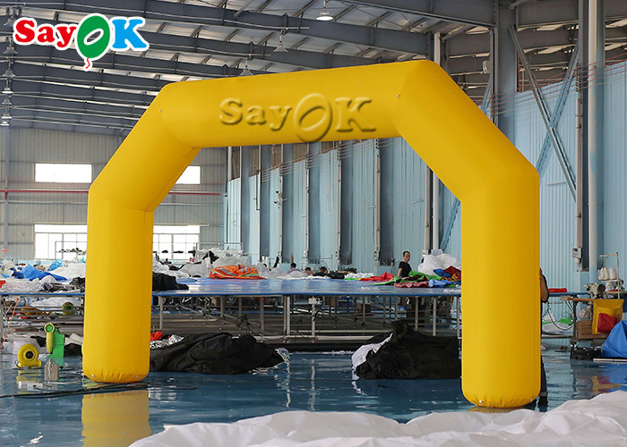 Inflatable Start Finish Line Yellow Pvc Oxford Cloth Outdoor Inflatable Entrance Arch With Air Blower 6x0.8x3.5mH