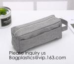 Wholesale Men Vintage Zipper Cosmetic Bag Leather Wash Cotton Canvas Makeup Bag