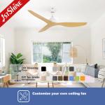 52" Modern DC Ceiling Fan with ABS Wood-Look ABS Blades