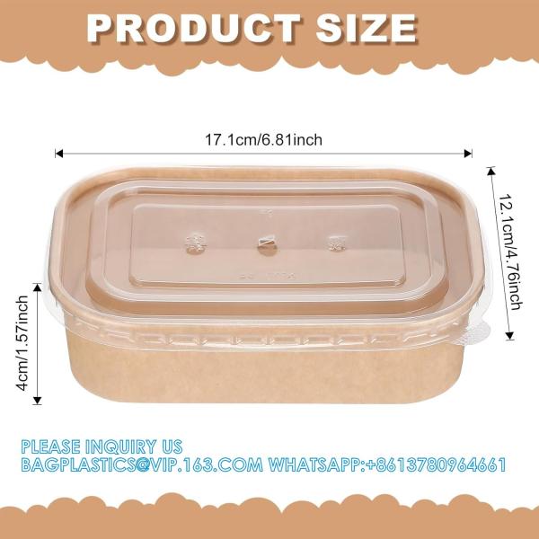 Biodegradable Rectangle Kraft Paper Bowl Recyclable Square Kraft Paper