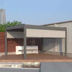 Wholesale 10'×10' Outdoor Louvered Pergola With Adjustable Aluminum Roof And Curtains from china suppliers