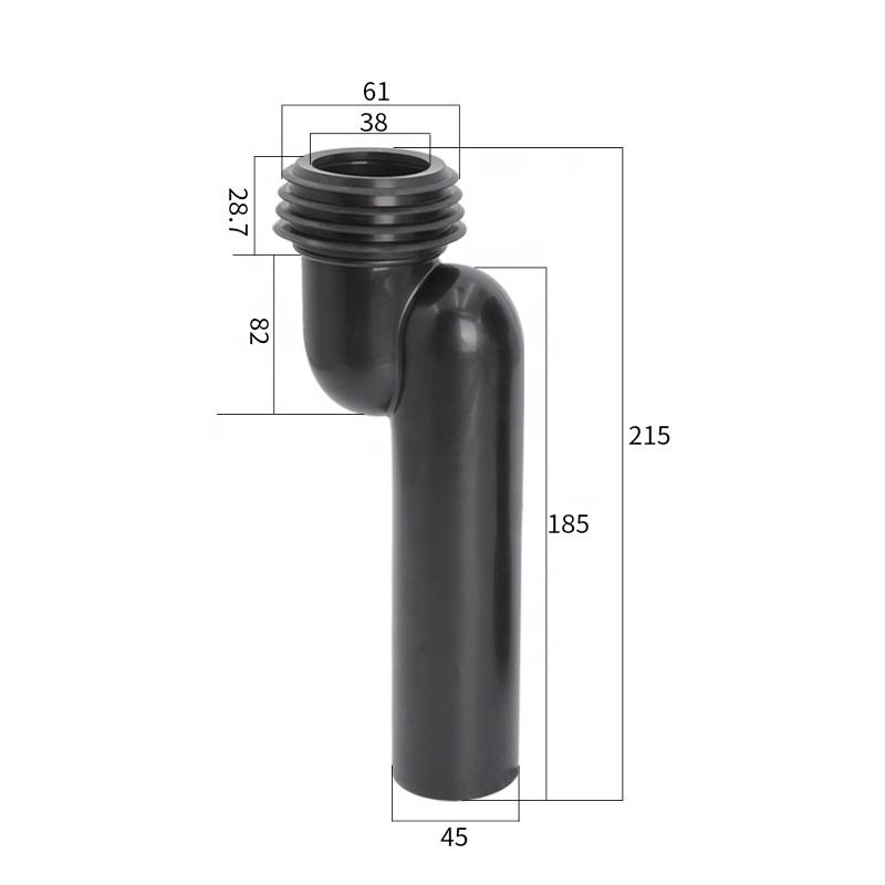 High-Quality Black Polypropylene Toilet Waste Tank Pipe, Modern Bathroom Drainage WC Pan Connection Pipe