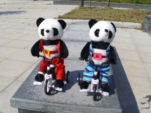 Wholesale 100% PP Cotton Musical Plush Toys , Electronic Bicycle Animal Panda Soft Toy from china suppliers