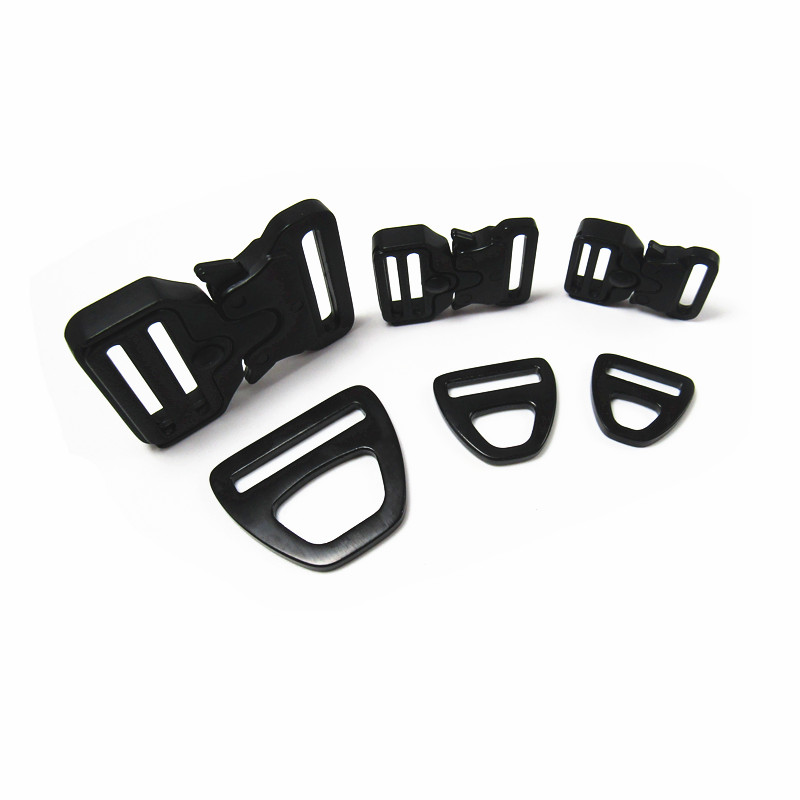 20mm/25mm/38mm Black Adjustable Metal Tactical Quick Release Buckle /Triangle Buckle Sets For Pet Accessories