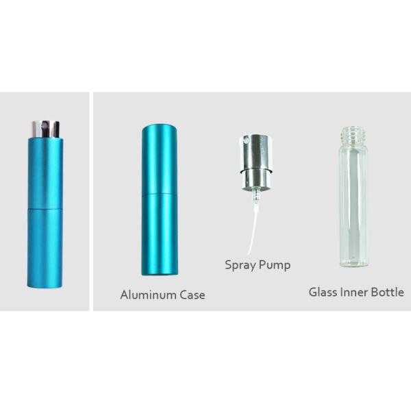RTS Round 5ml 10ml Twist up Metal Spray Bottle 8ml Aluminium Portable Refillable Perfume Atomizer