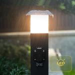 Black Stainless Steel Electrical Power Sockets Outdoor Garden Power Outlet LED