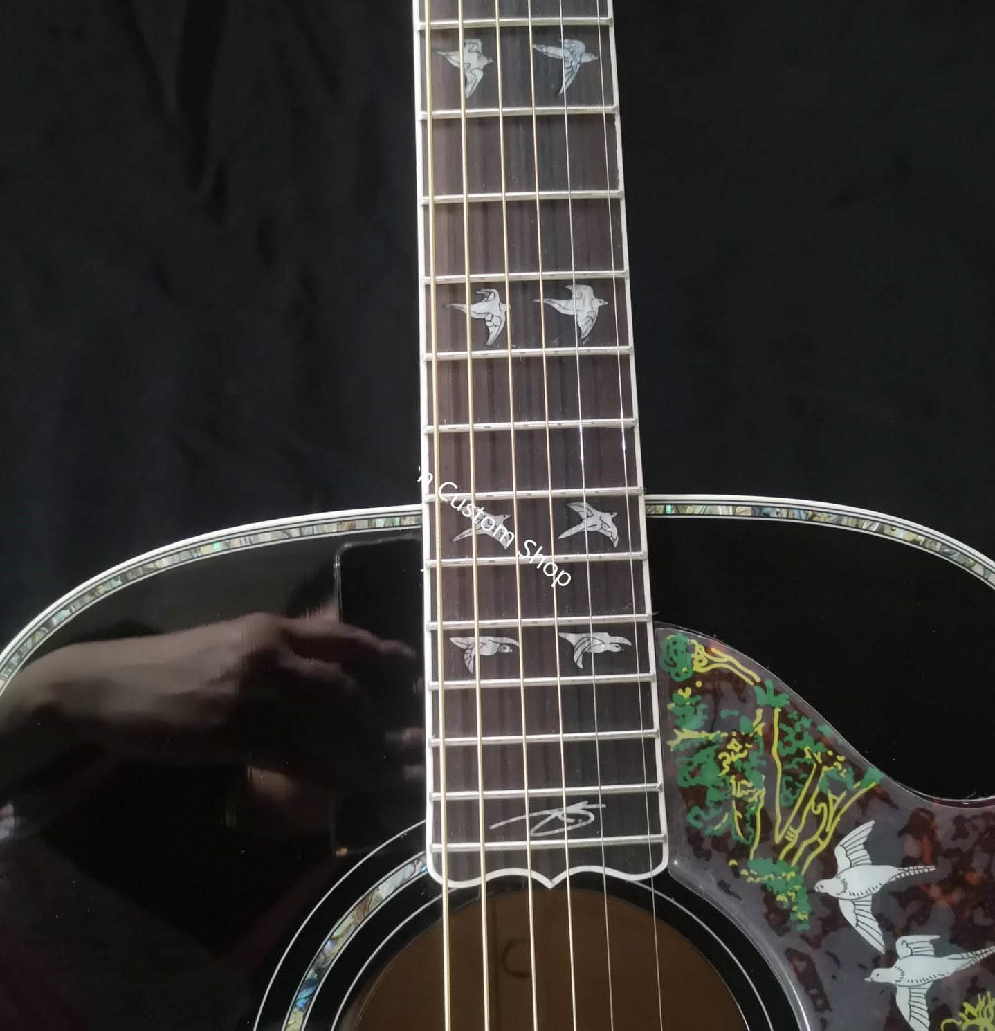 Custom Grand 41 inch Dreadnought Acoustic Guitar in Dark Brown Finish Flamed Maple Back & Sides
