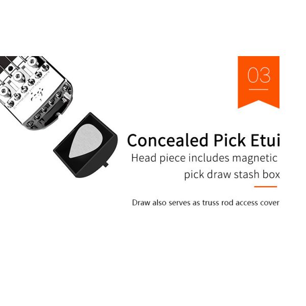 Unique Design Patented Grand Headless Electric Guitar Double Hummbucker Built-in Guitar Effect Ebony Fingerboard and bag