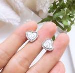 Heart Stud 925 Sterling Silver Hypoallergenic Silver Drop Cubic Zirconia