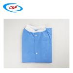 Industrial Disposable Blue Laboratory Coat With SMS Material Construction
