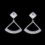 Simple Wings Drop Hoop Earrings Cubic Zircon Fine Silver Accessory