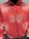 Custom Oversized Acid Wash Sun Fade Ripped Distressed Zip Up Boxy Cropped Hoodie