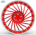 Brushed Red Three Piece Forged Wheels ET45 3 Piece Chrome Wheels