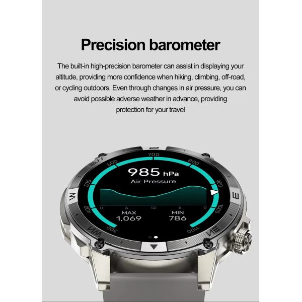 HK08 Black GPS NFC Smart Watch 1.43 Inch AMOLED Touchscreen BT5.3 NFC IP68 Heart Rate 466x466