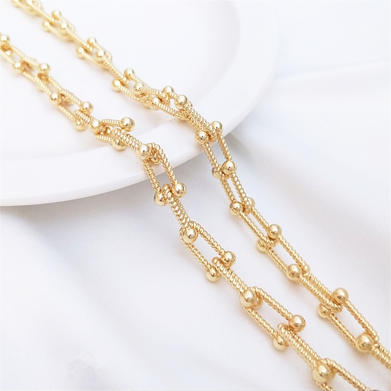 14K Plated Gold U-shaped Chain For DIY Bracelet Necklace Earrings Jewelry Accessories