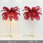 Bedroom Lighting Decoration Wine Red Ostrich Feather Lamp