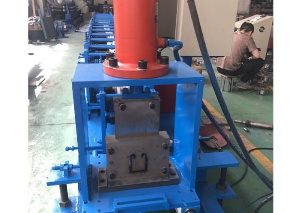 Post Cutting Shutter Door Rail Roll Forming Machine , C Profile Rail Forming