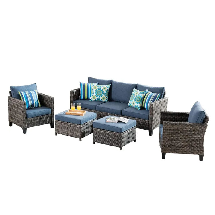 Customized Rattan Garden Sofa Set Non Toxic Garden Corner Lounge Set