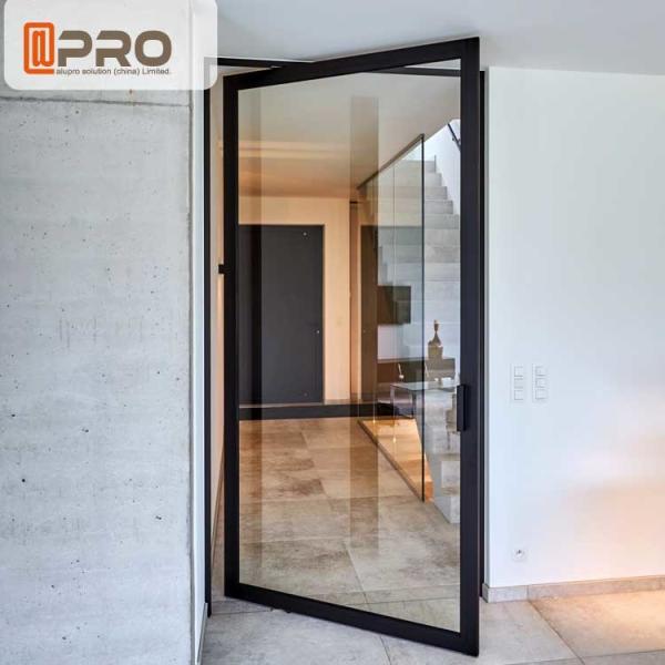 Energy Efficient Aluminum Pivot Doors Swing Open Style With Tempered Glass Glass
