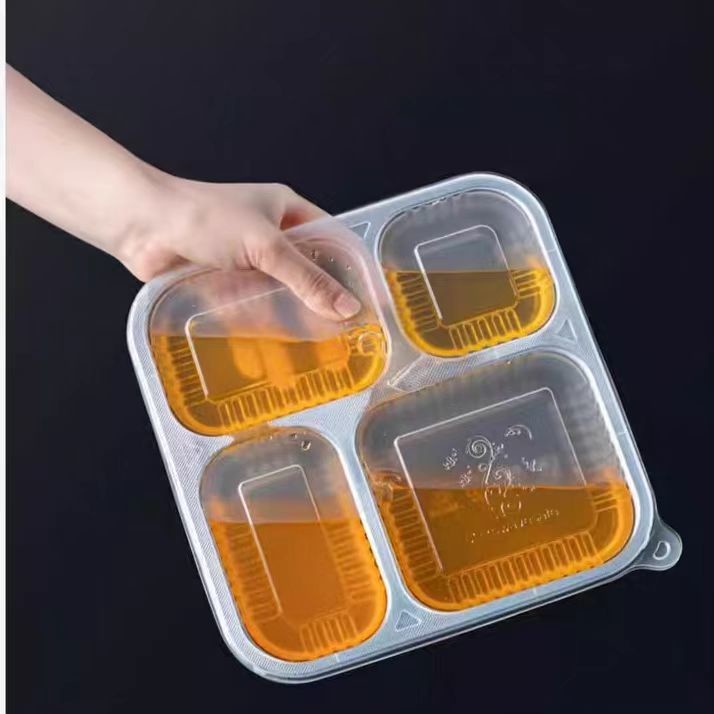 4 Compartment Takeaway Food Container Clear PP Fast Food Leak Proof