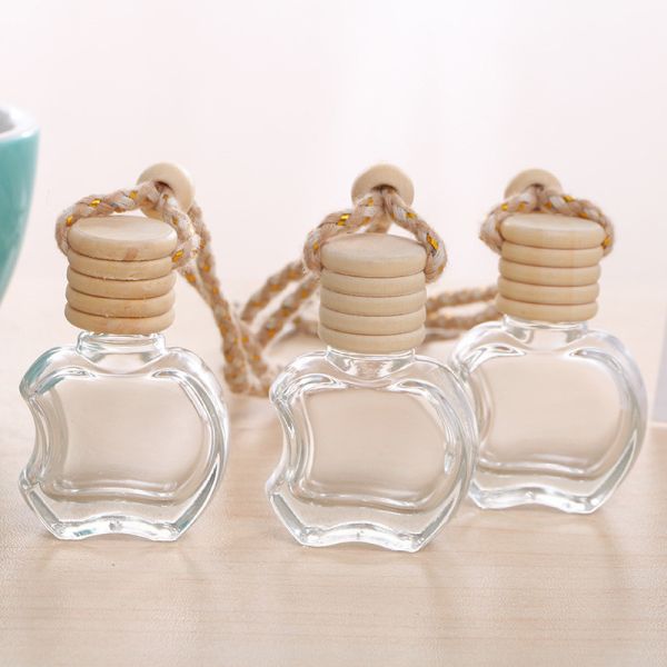 Apple Shape Glass Car Perfume Bottles Essential Oil Diffuser Aromatherapy Car Air Fresher With Wire