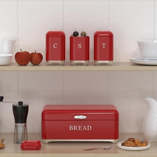 Metal Bread Bin Set Tea Can Coffee Can Kitchen Storage Bread Containers Kitchen
